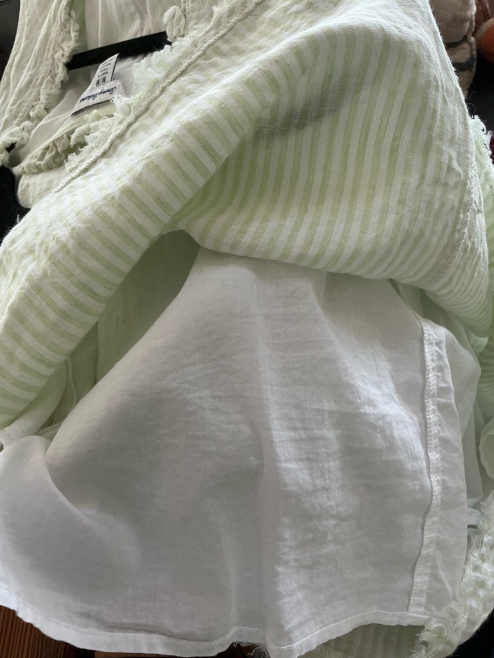 Tommy Bahama Light Green & White Striped V-Neck Dress With Pockets - Picture 5 of 9